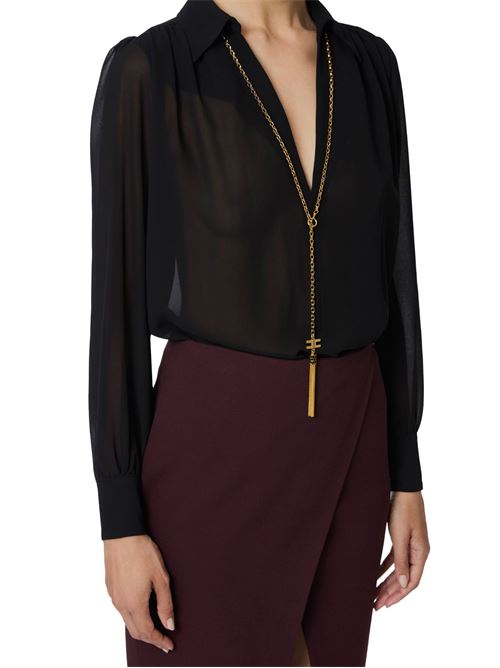 Camicia nera in georgette Elisabetta Franchi | CA13357E2110